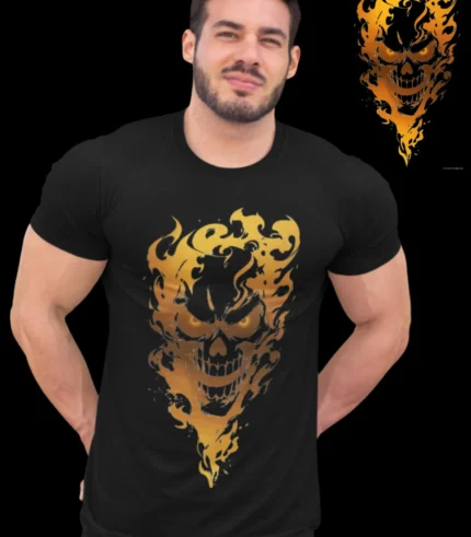 Golden Skull Printed T-Shirt